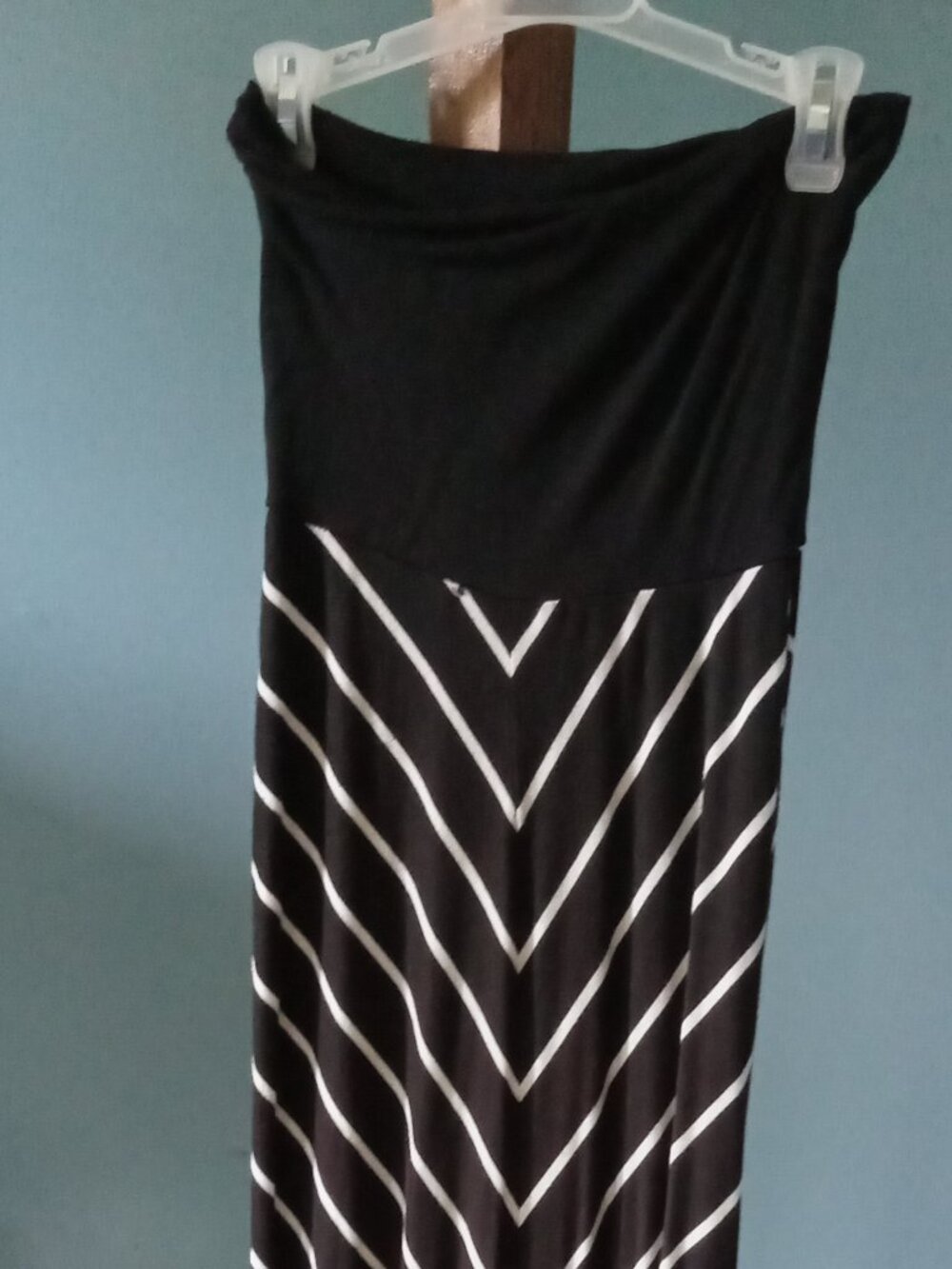 Ladies On Twelfth black and white chevron pattern maxi sundress size xs